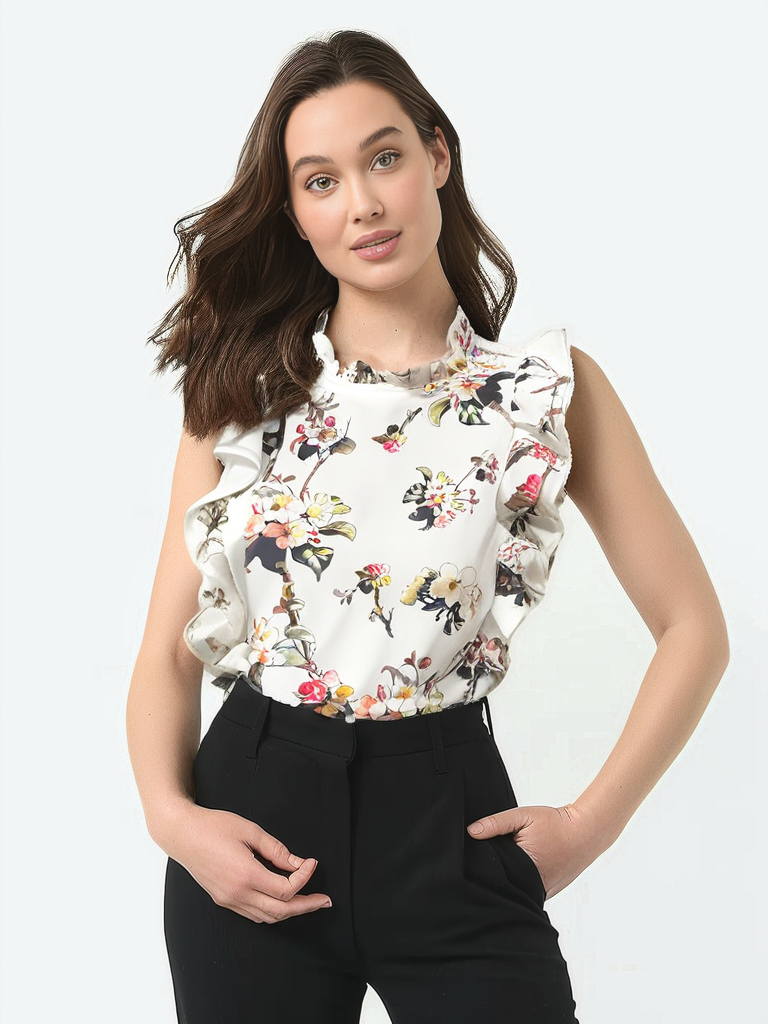 Top con volante floral Pring