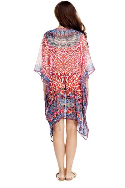 SUNSET DIVA SHEER KAFTAN DRESS