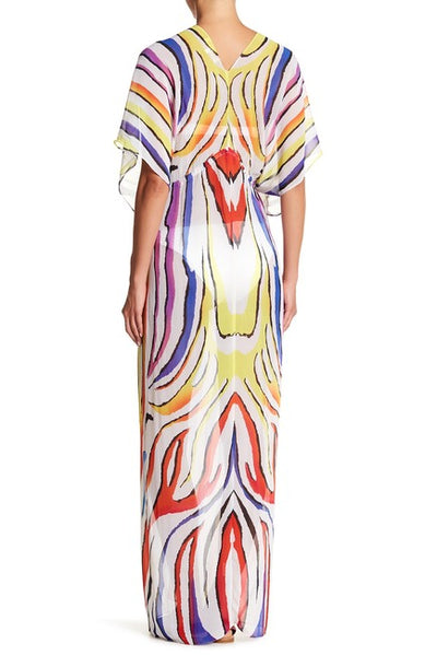 Abstract Stripe Cover-Up Caftan