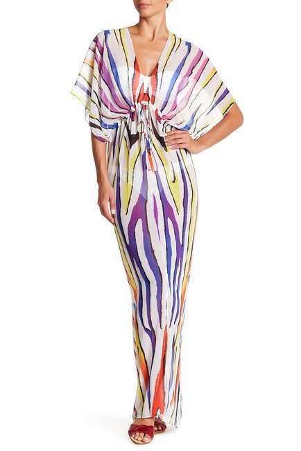 Abstract Stripe Cover-Up Caftan