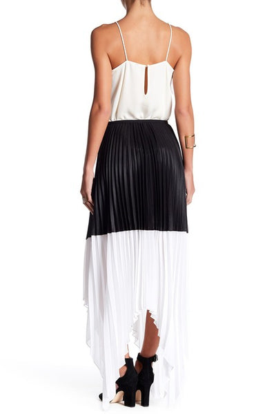 Micro Wet Satin Weave Pleated Skirt