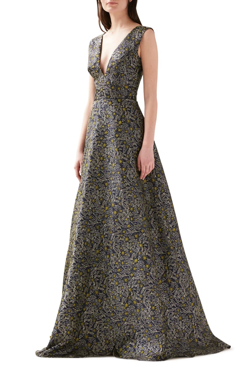 Floral Jacquard Gown