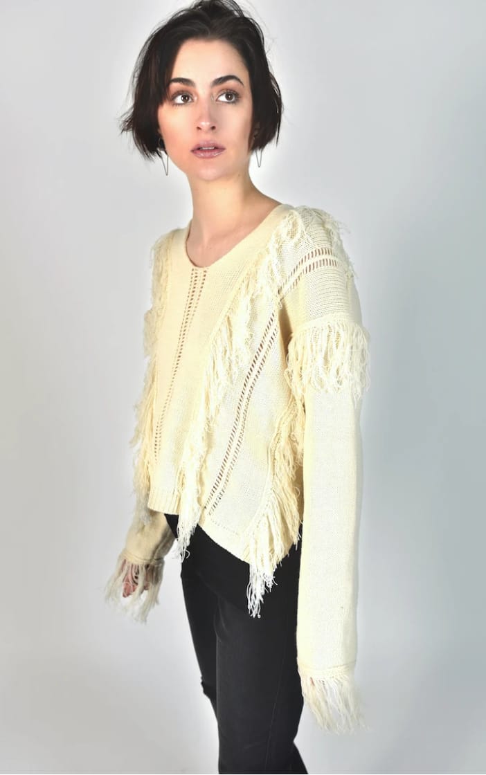 Fringe Stripe Pullover Sweater