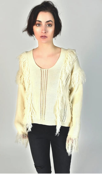 Fringe Stripe Pullover Sweater