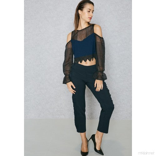 Sheer Detail Cold Shoulder Top