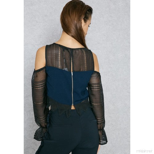 Sheer Detail Cold Shoulder Top